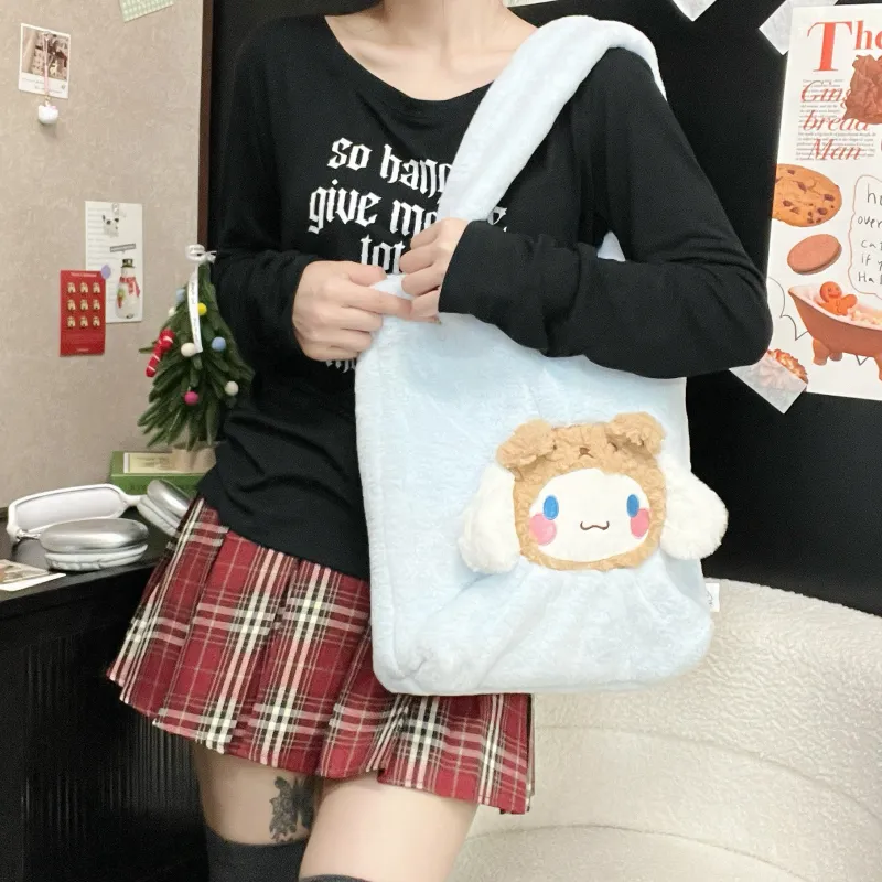Sanrio Yugui Dog Polyester Tote Bag, Shopping Bag, Handbag, Shoulder Bag Regular Women's Blue-3