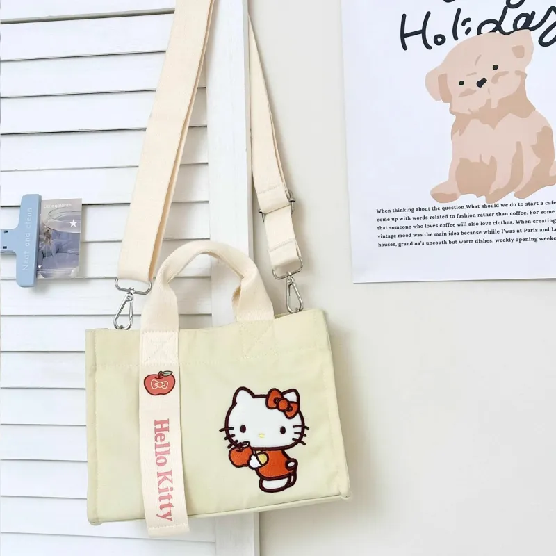 Sanrio Hello Kitty, Collaboration Polyester Shoulder Bag, Crossbody Bag, Handbag Women's Beige-3