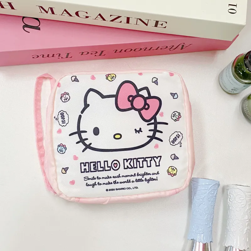 Sanrio Hello Kitty Polyester Makeup Bag Women's Pink-3