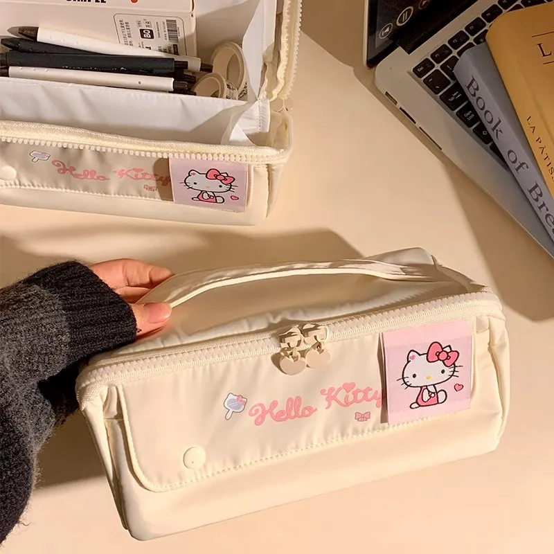 Sanrio Hello Kitty Polyester Handbag Makeup Bag Women's Beige-2