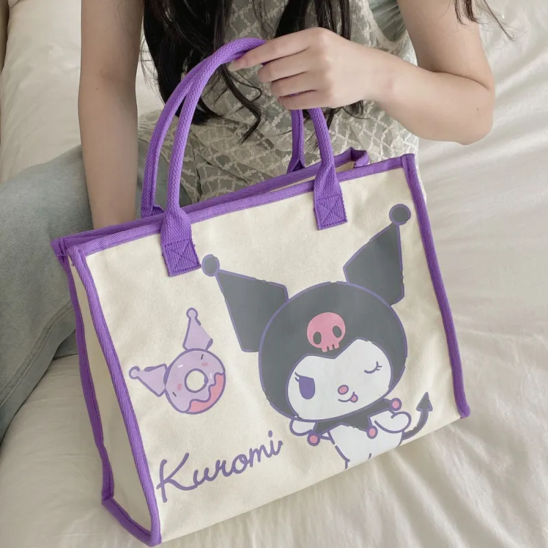 Sanrio Polyester Handbag Regular Unisex White Purple-3