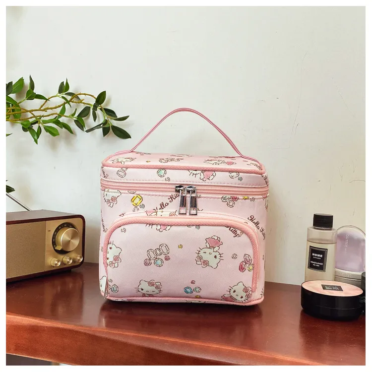 Sanrio Hello Kitty Canvas Makeup Bag Women's Pink-2