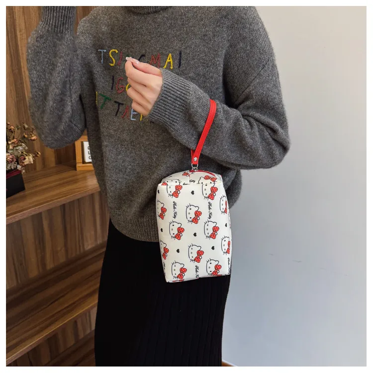 Sanrio Hello Kitty Canvas Makeup Bag Women's Red-2