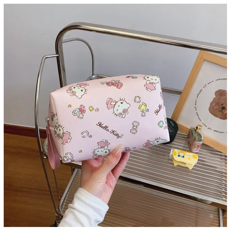 Sanrio Hello Kitty Canvas Makeup Bag Women's Pink-3