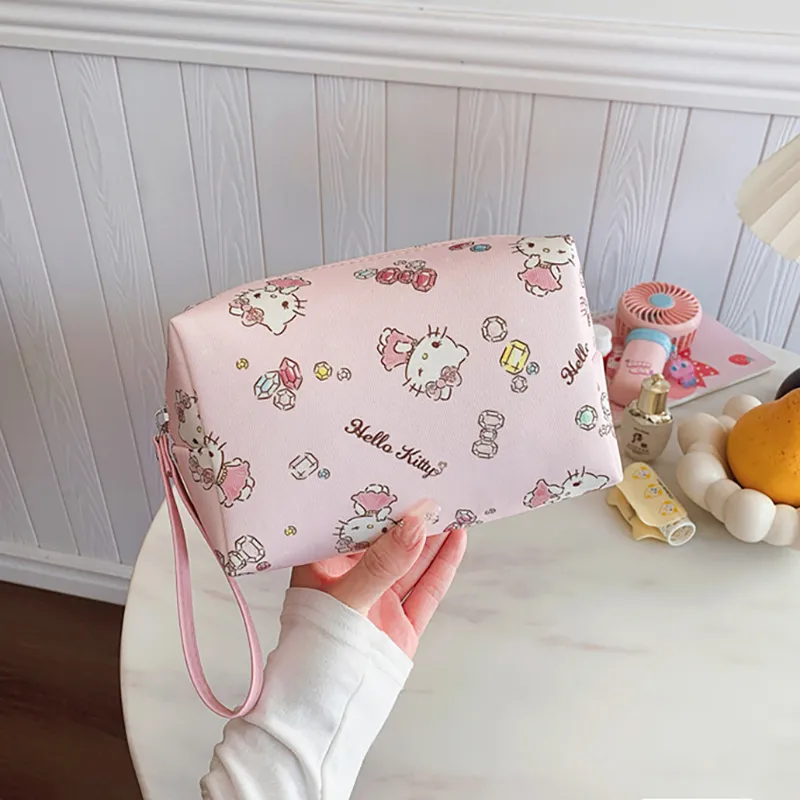 Sanrio Hello Kitty Canvas Makeup Bag Women's Pink-4