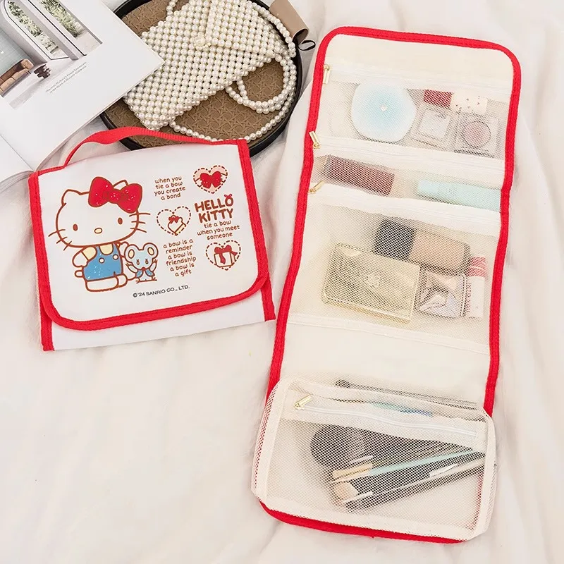 Sanrio Hello Kitty, Collaboration Polyester Makeup Bag Women's Red White-1
