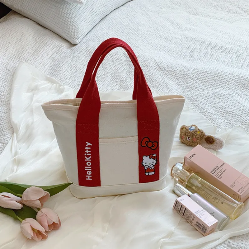 Sanrio Hello Kitty Canvas Bag, Handbag Women's Beige-6
