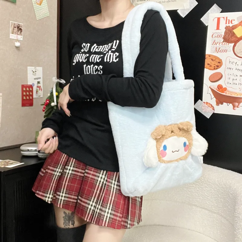 Sanrio Yugui Dog Polyester Tote Bag, Shopping Bag, Handbag, Shoulder Bag Regular Women's Blue-1