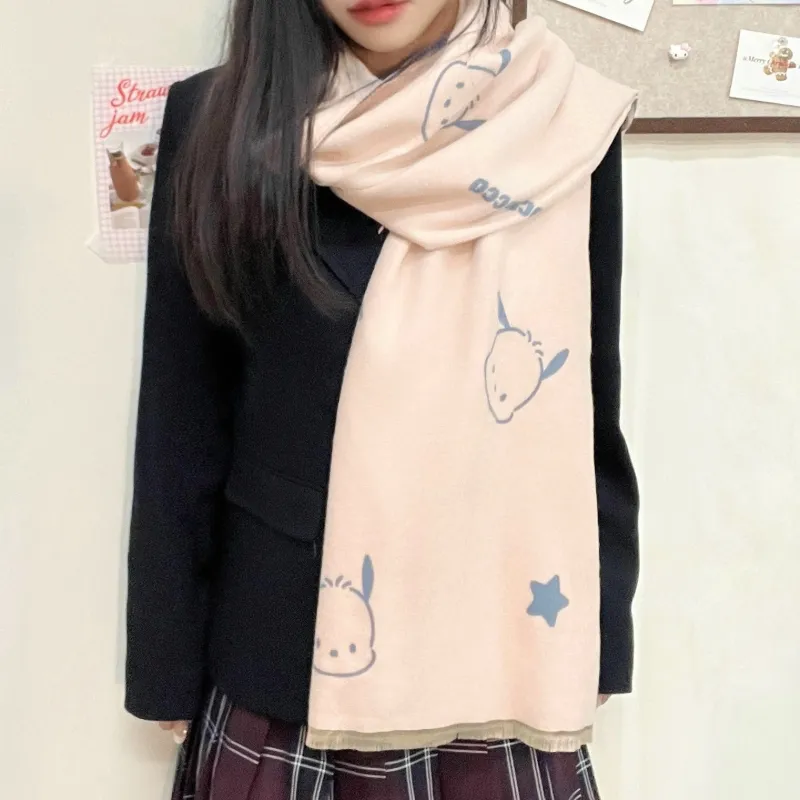 Sanrio Pacha Dogs Knit Scarves Unisex-4