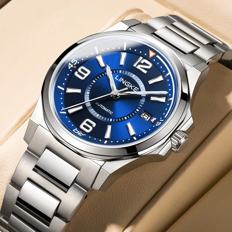 LINGKE Mechanical Movement Watch Men's Watches Blue Dial-2