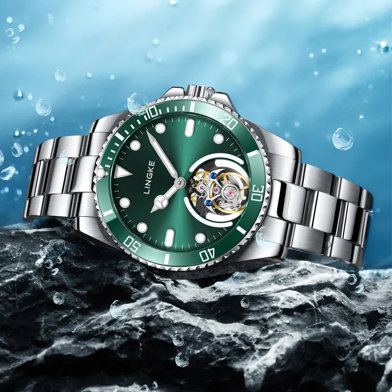 LINGKE Automatic Mechanical Movement Watch Men's Watches Green Dial-4