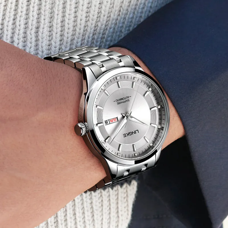 LINGKE Automatic Mechanical Movement Watch Men's Watches Gray Dial-9