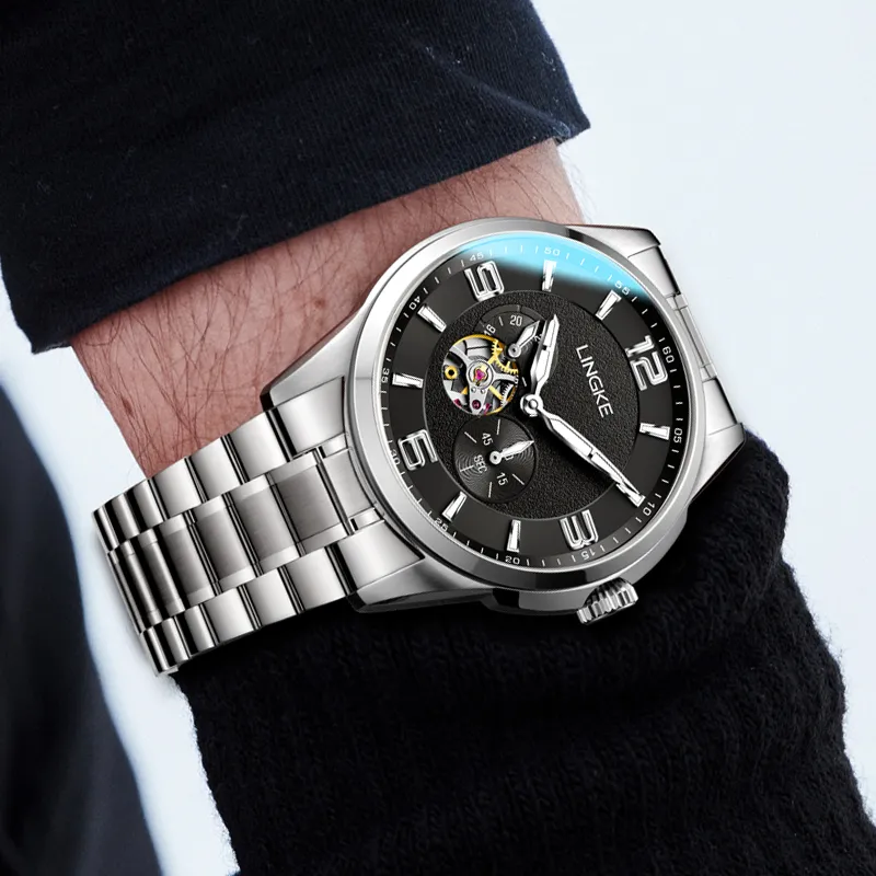 LINGKE Automatic Mechanical Movement Watch Men's Watches White Dial-2