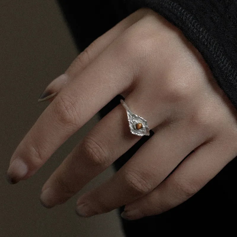 M.Wong 925 Sterling Silver Inlay Gemstone Fortune Attracting And Blessing Square Diamond Ring Unisex-5