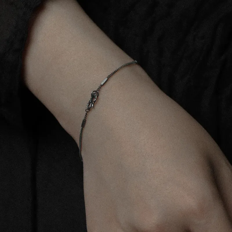 M.Wong 925 Sterling Silver Minimalist Style Rhinestone Embellished S Shaped Fine Hand Chain Plain Chain Women's-4