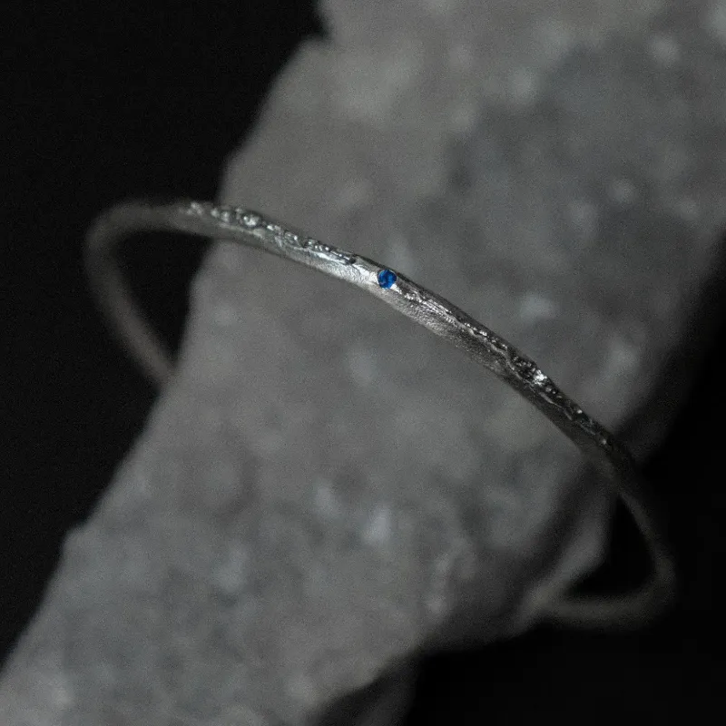 M.Wong 925 Sterling Silver Adjustable Opening Thin Bangle Unisex-2
