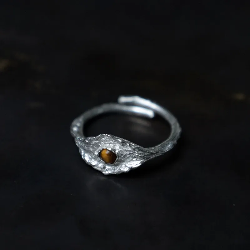 M.Wong 925 Sterling Silver Inlay Gemstone Fortune Attracting And Blessing Square Diamond Ring Unisex-4