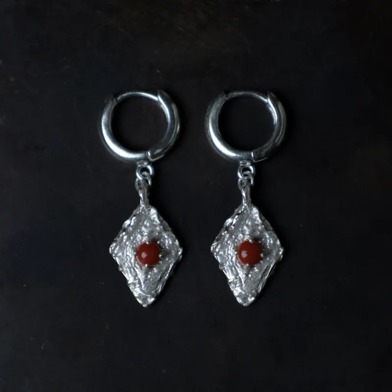M.Wong 925 Sterling Silver Square Hoop Earrings Unisex-1