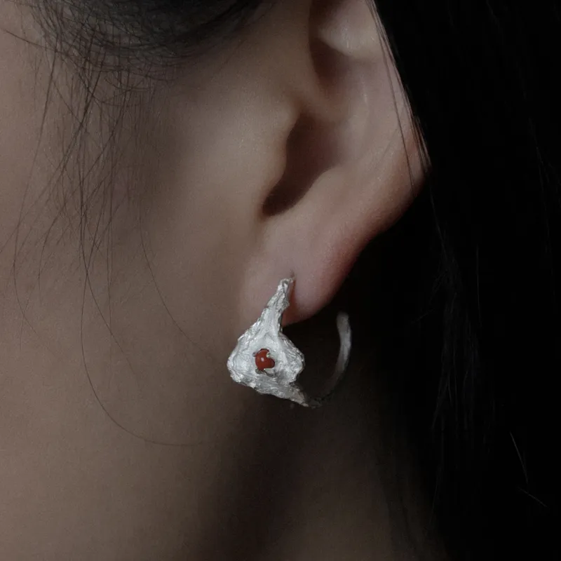 M.Wong #Good Luck 925 Sterling Silver Inlay Gemstone Fortune And Wealth Attraction Starry Eye Earrings Unisex-2