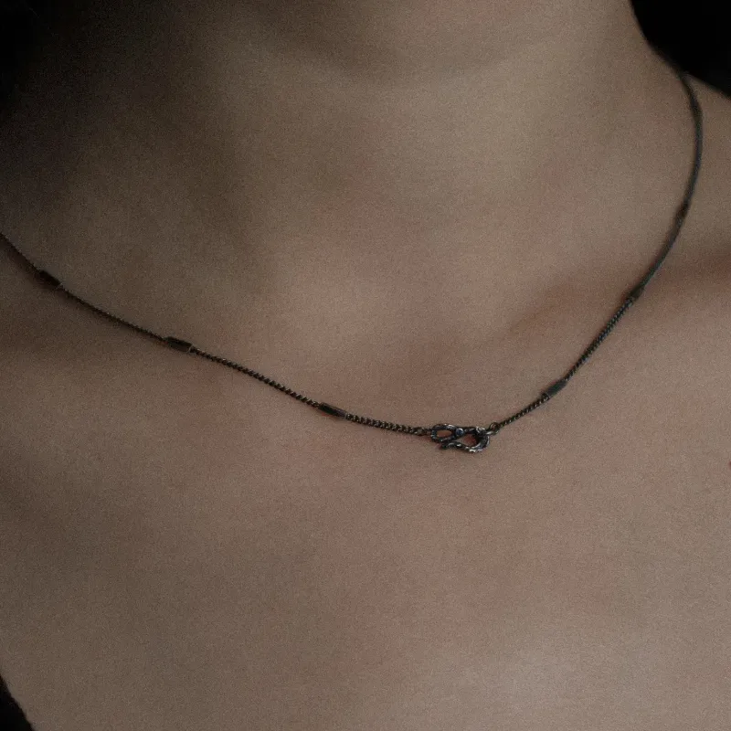 M.Wong 925 Sterling Silver Delicate Necklace Layering Necklace Plain Chain Collarbone Chain Women's-7