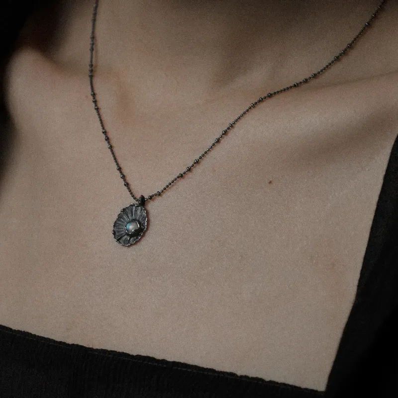 M.Wong 925 Sterling Silver Inlay Moonstone Shimmer Layering Collarbone Chain Necklace Women's-5