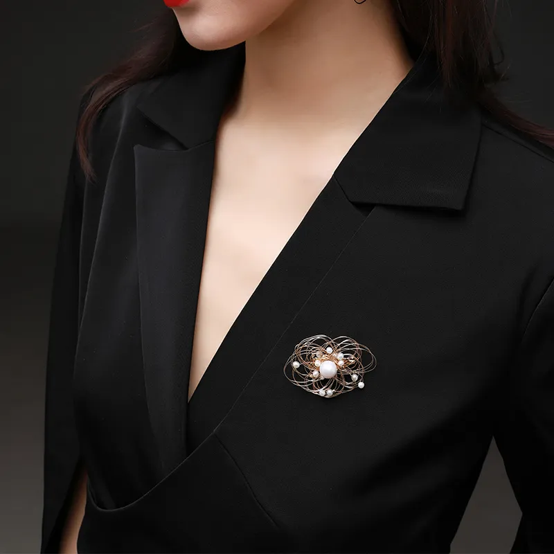 COCOKIM Freshwater Pearl Brooches Unisex Gold-2