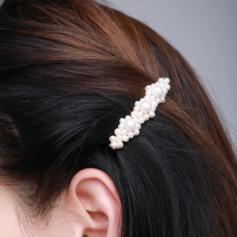 COCOKIM Freshwater Pearl Hair Clips Women's Gold-1