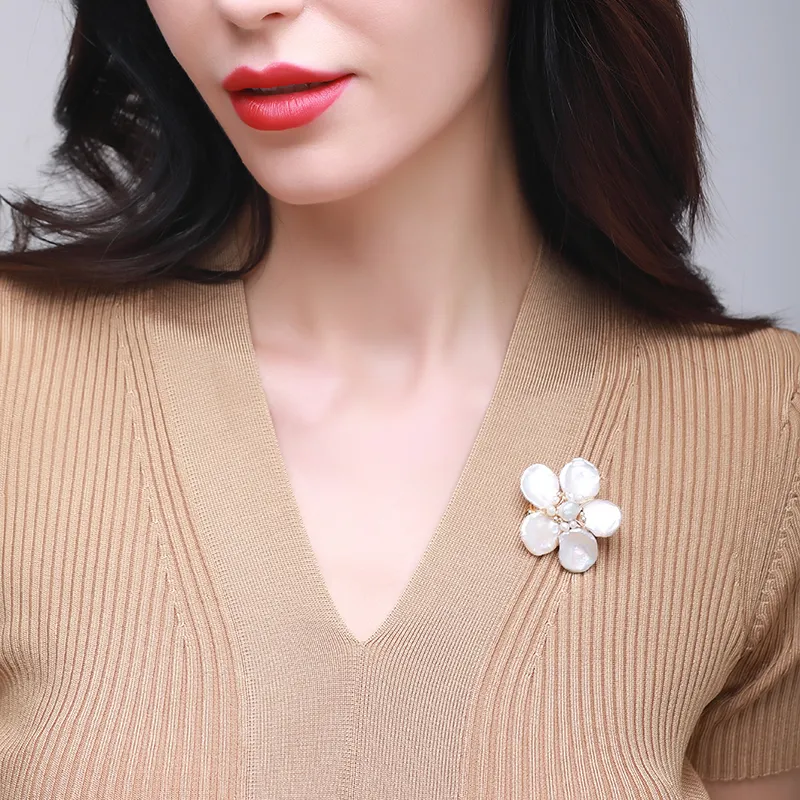 COCOKIM Freshwater Pearl Brooches Unisex Gold-1