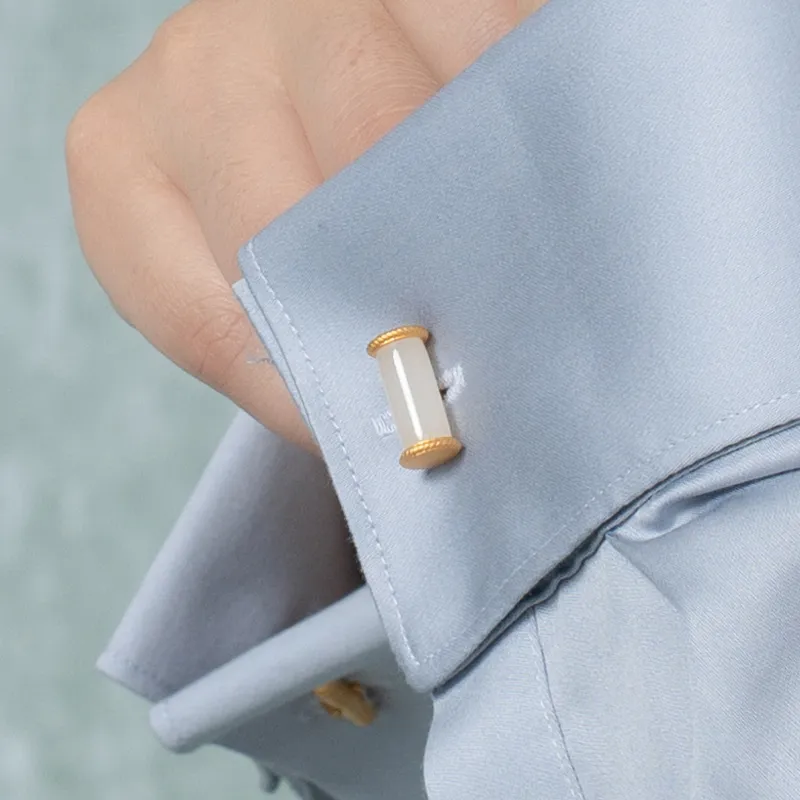 Emergence Hetian Jade Cufflinks Unisex White Jade-3