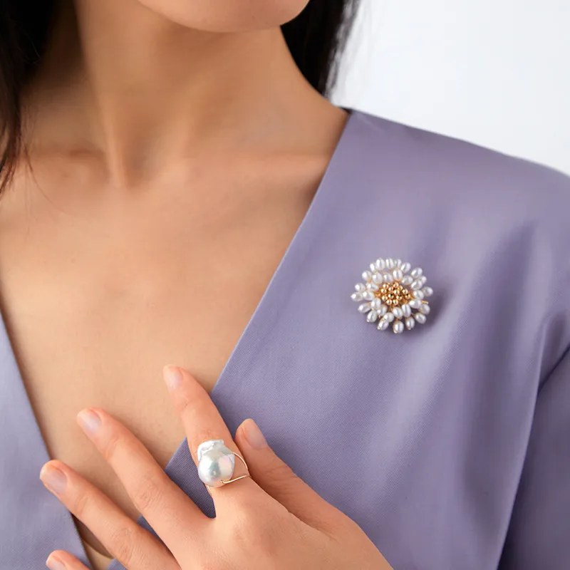 COCOKIM Freshwater Pearl Brooches Unisex-3