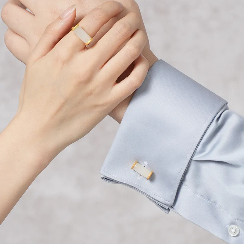 Emergence Hetian Jade Cufflinks Unisex White Jade-1