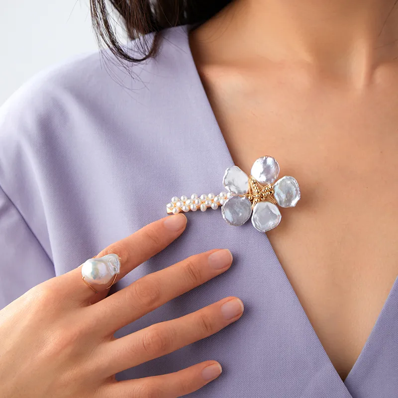 COCOKIM Freshwater Pearl Brooches Unisex-1