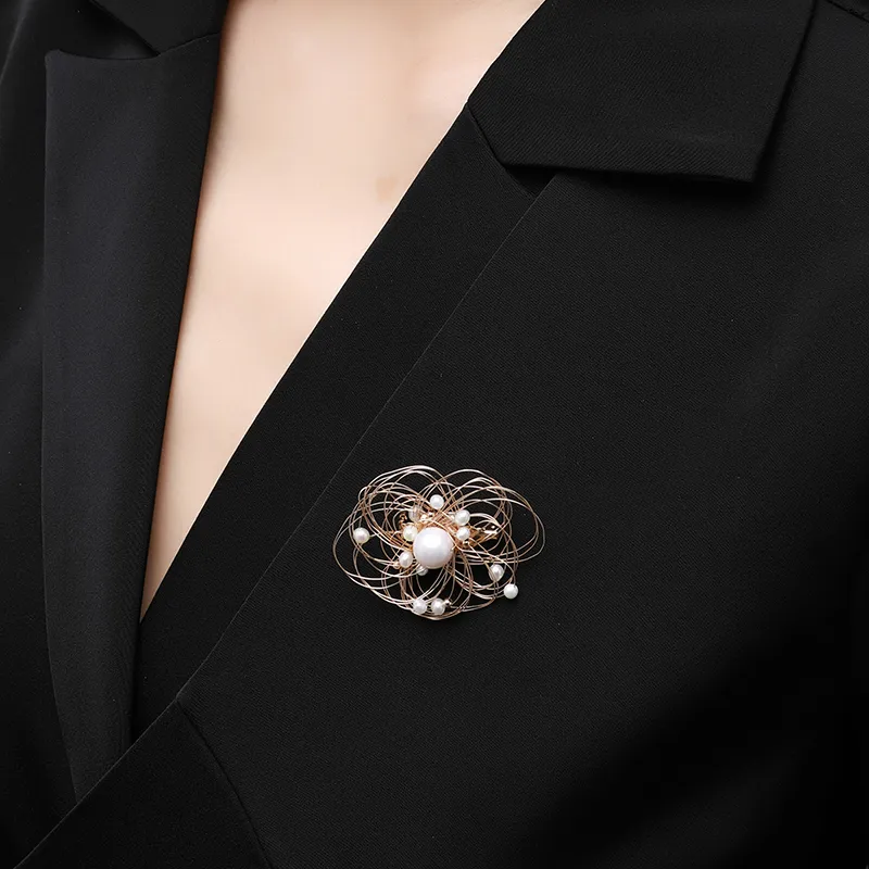COCOKIM Freshwater Pearl Brooches Unisex Gold-1