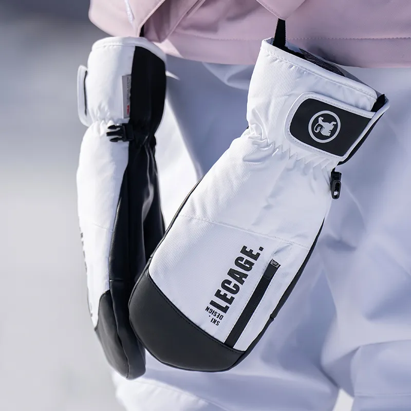 LECAGE Glove Single/Double Board Thickened Warm Water Resistant Fingerless Gloves Unisex-1