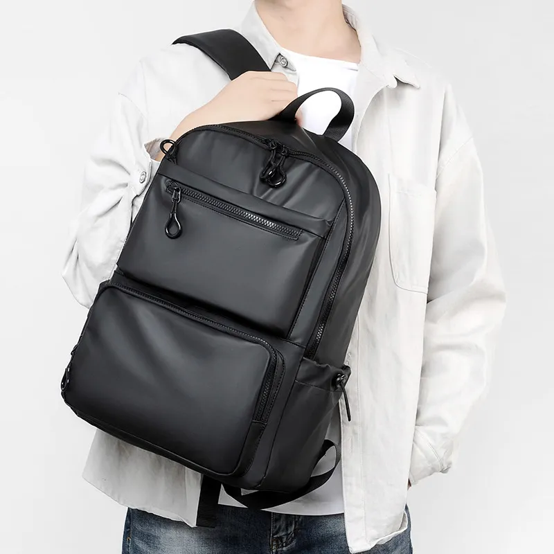LECAGE Oxford Backpack Unisex Black/Gray-4