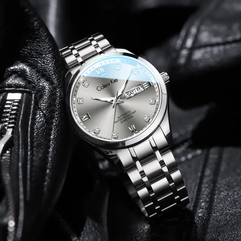 Colev Kie Automatic Mechanical Movement Steel Strap Men's Watches Gray Dial-4