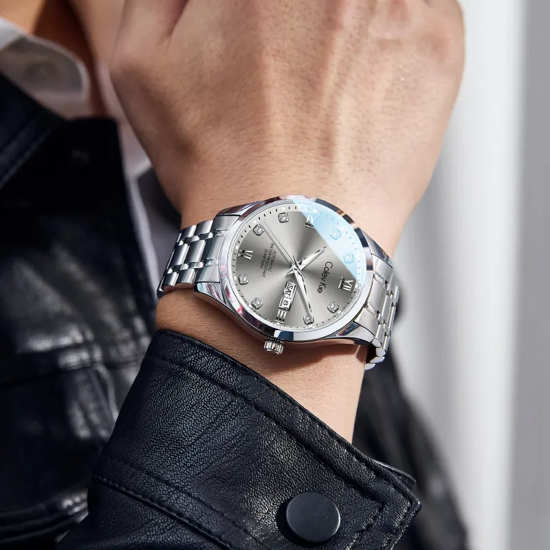 Colev Kie Automatic Mechanical Movement Steel Strap Men's Watches Gray Dial-1