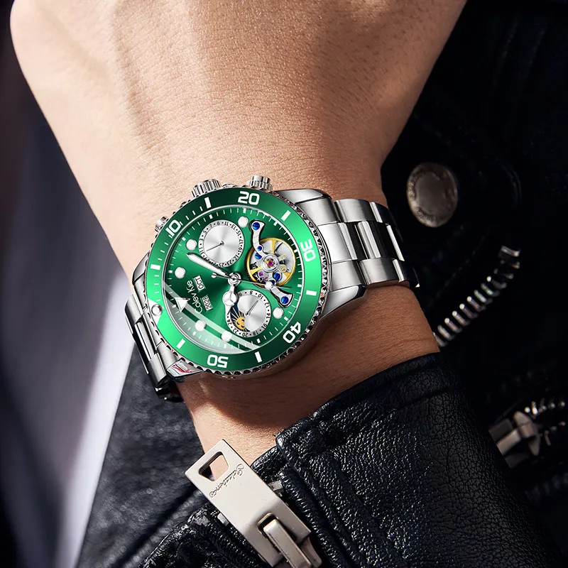 Colev Kie Automatic Mechanical Movement Steel Strap Men's Watches Green Dial-2
