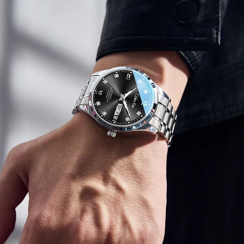 Colev Kie Automatic Mechanical Movement Steel Strap Men's Watches Gray Dial-11