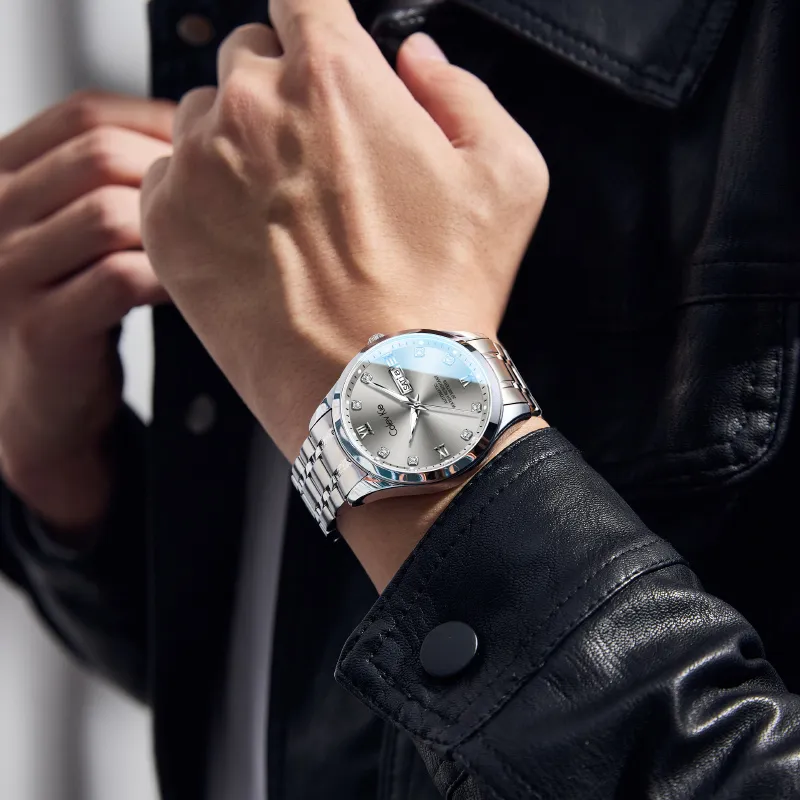 Colev Kie Automatic Mechanical Movement Steel Strap Men's Watches Gray Dial-3