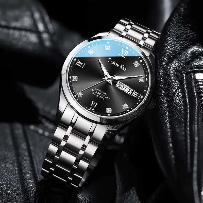 Colev Kie Automatic Mechanical Movement Steel Strap Men's Watches Gray Dial-10