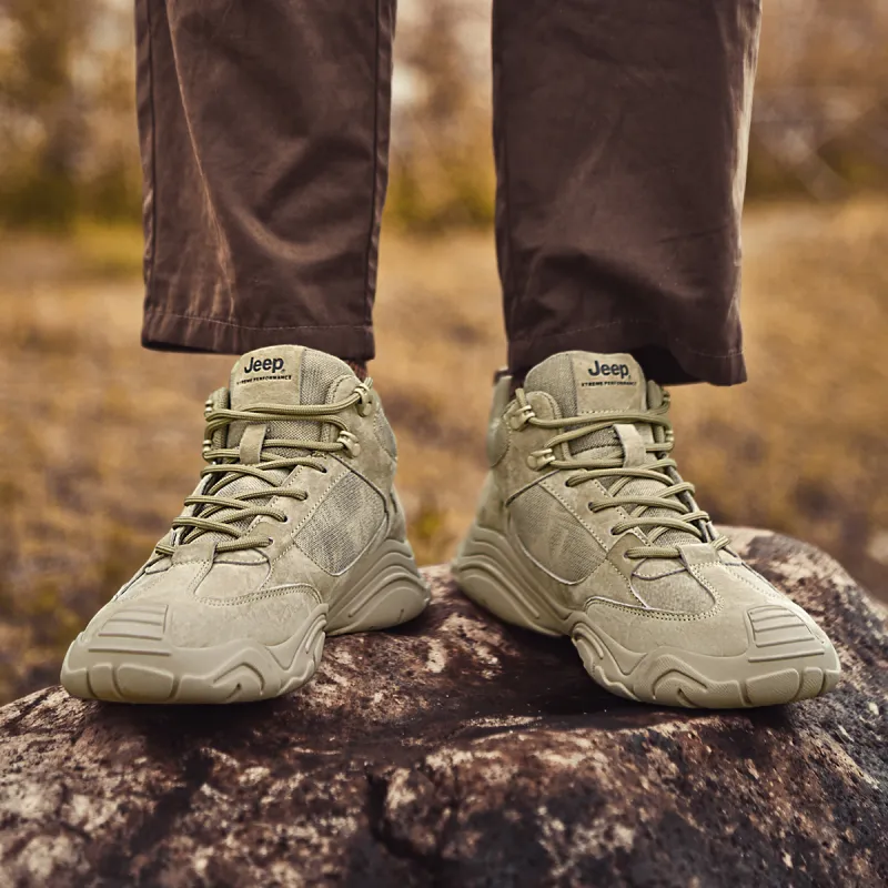 Jeep Lightweight Warm Coverage Mid Top Hiking Shoes Men's Sand-5