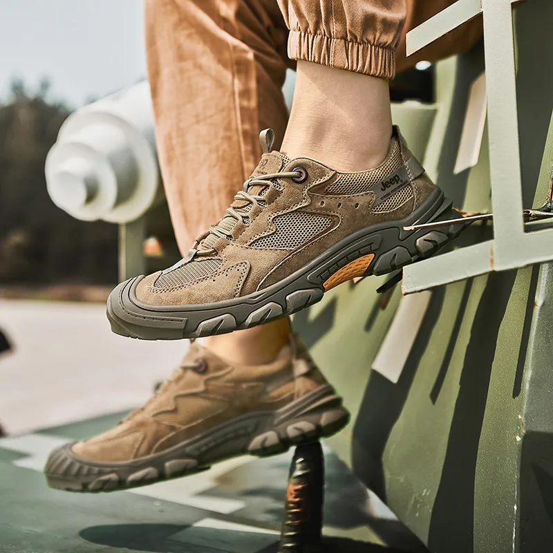 Jeep Cushioned Anti Slip Wear Resistant Waterproof Breathable Lightweight Low Top Casual Shoes Men's Brown-7