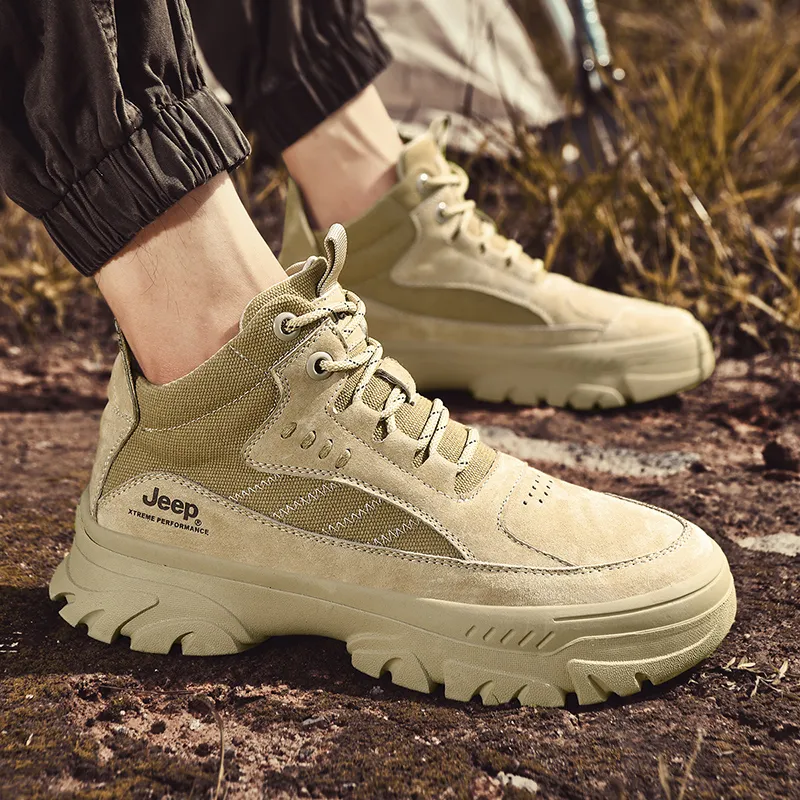 Jeep Breathable Wear Resistant Cushioning Ankle Length Outdoor Boots Men's Sand-6