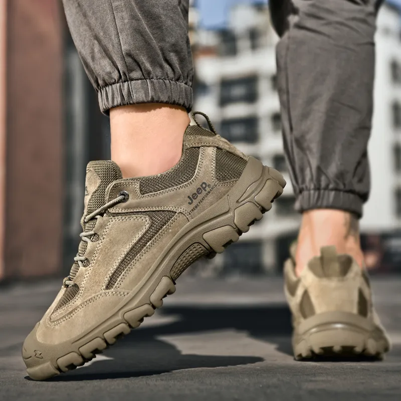 Jeep Cushioning Anti Slip Wear Resistant Lightweight Warm Coverage Low Top Outdoor Shoes Men's Camel-5