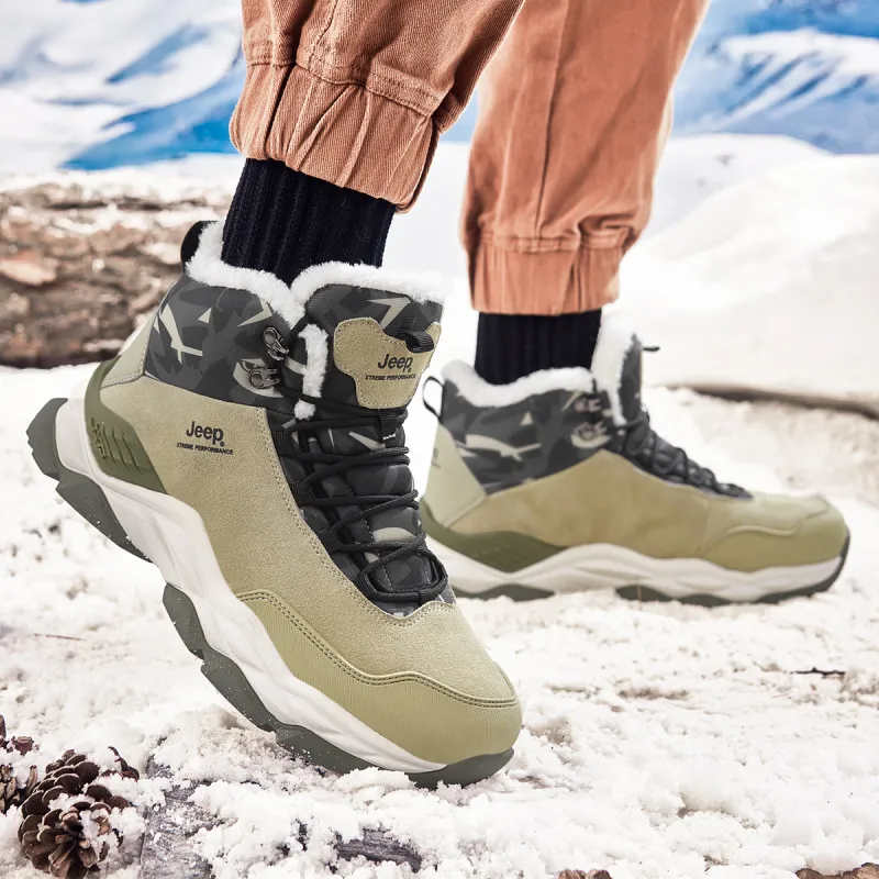 Jeep Breathable Warm Wear Resistant Cushioning Height Increasing Short Outdoor Boots Men's Green-6