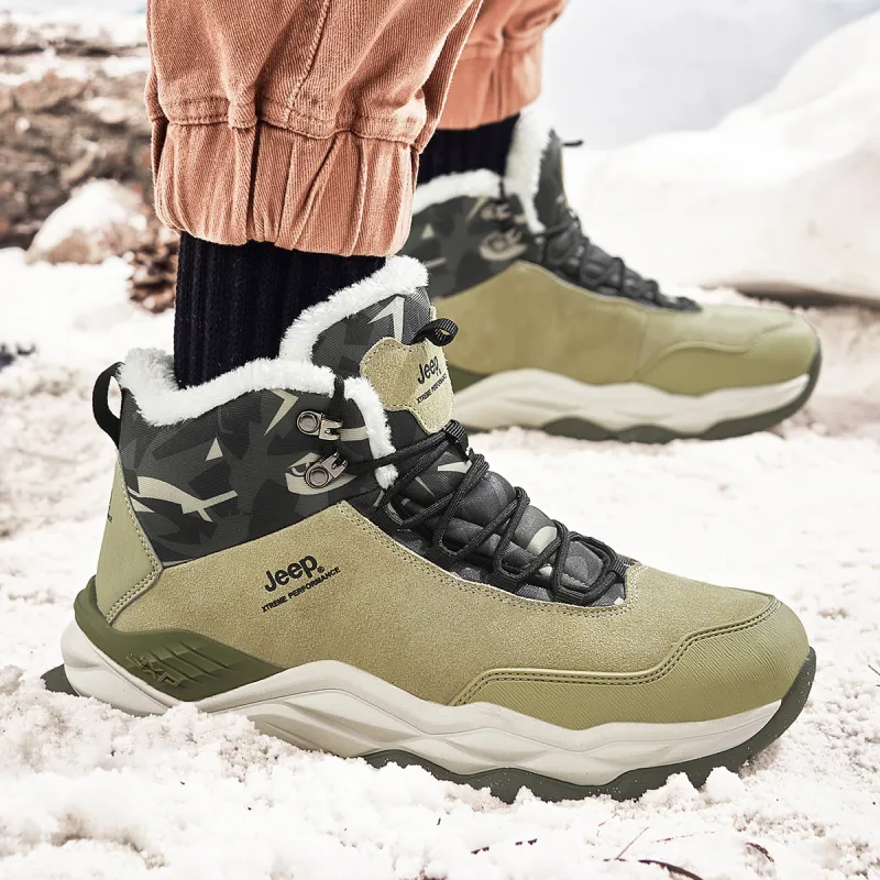 Jeep Breathable Warm Wear Resistant Cushioning Height Increasing Short Outdoor Boots Men's Green-5