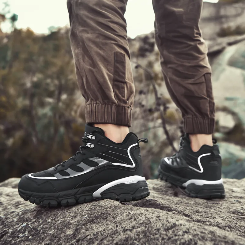 Jeep Cushioning Anti Slip Wear Resistant Lightweight Warm Rebound Mid Top Outdoor Hiking Hiking Shoes Men's Black-7