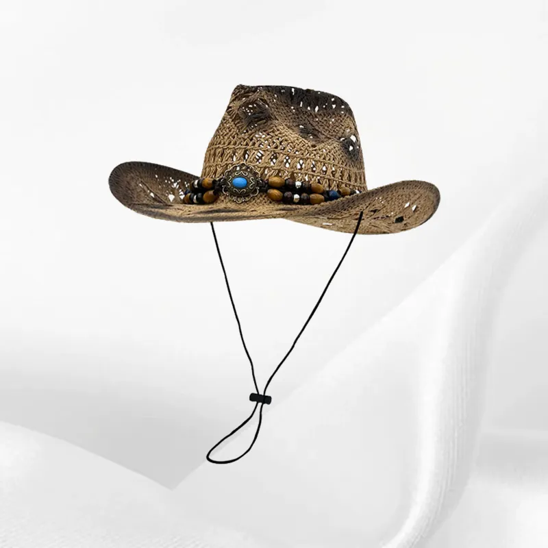 IOTS American Vintage Minimalist Versatile Straw Woven Sun Hat Bucket Hat Unisex-2