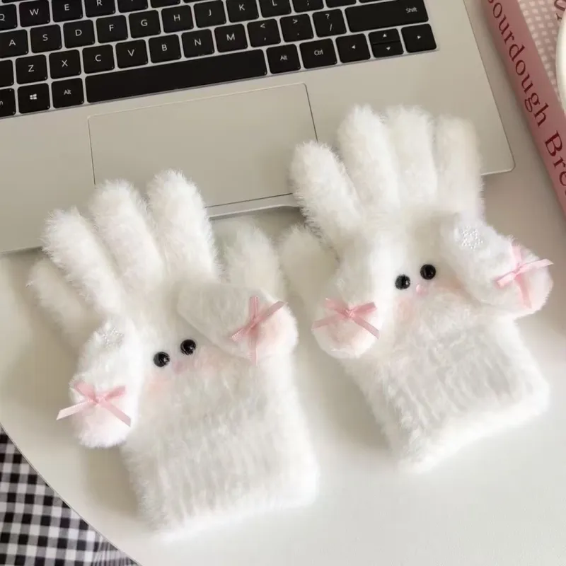 IOTS Plush Thickened Thermal Cute Gloves Women's-2